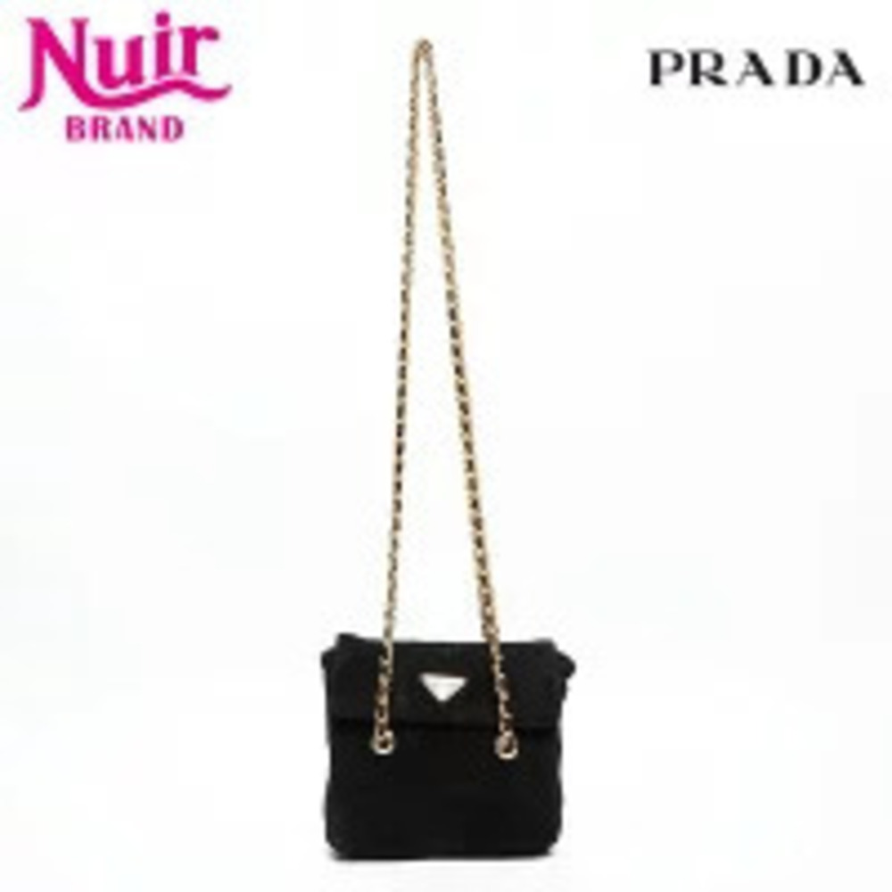 Prada suede shoulder bag black